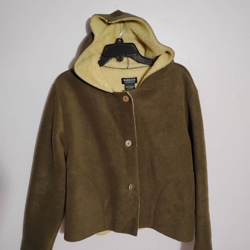 Barrage Green Teddy Jacket with Hood